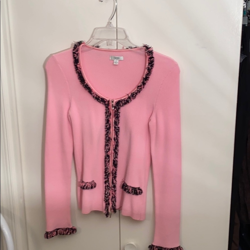 Cache Pink Zip Sweater